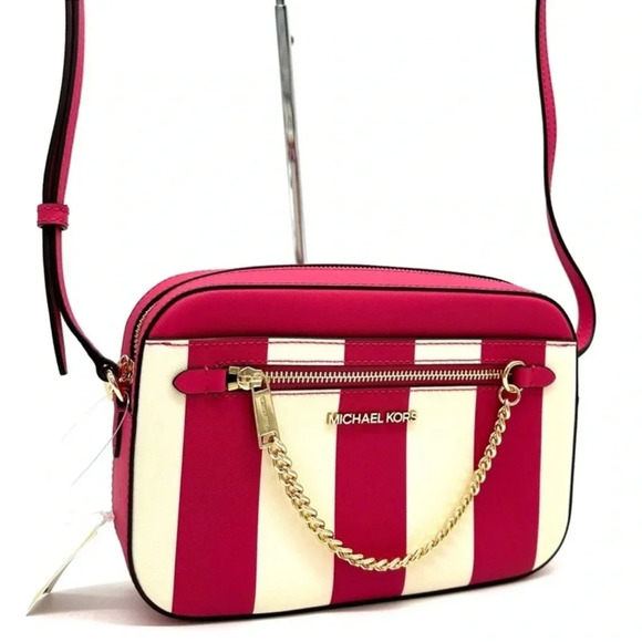 Michael Kors Large EW Zip Chain Xbody Crossbody Bag Electric Pink Multi - Picture 2 of 8